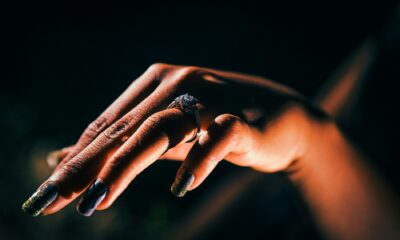 woman wearing an engagement ring