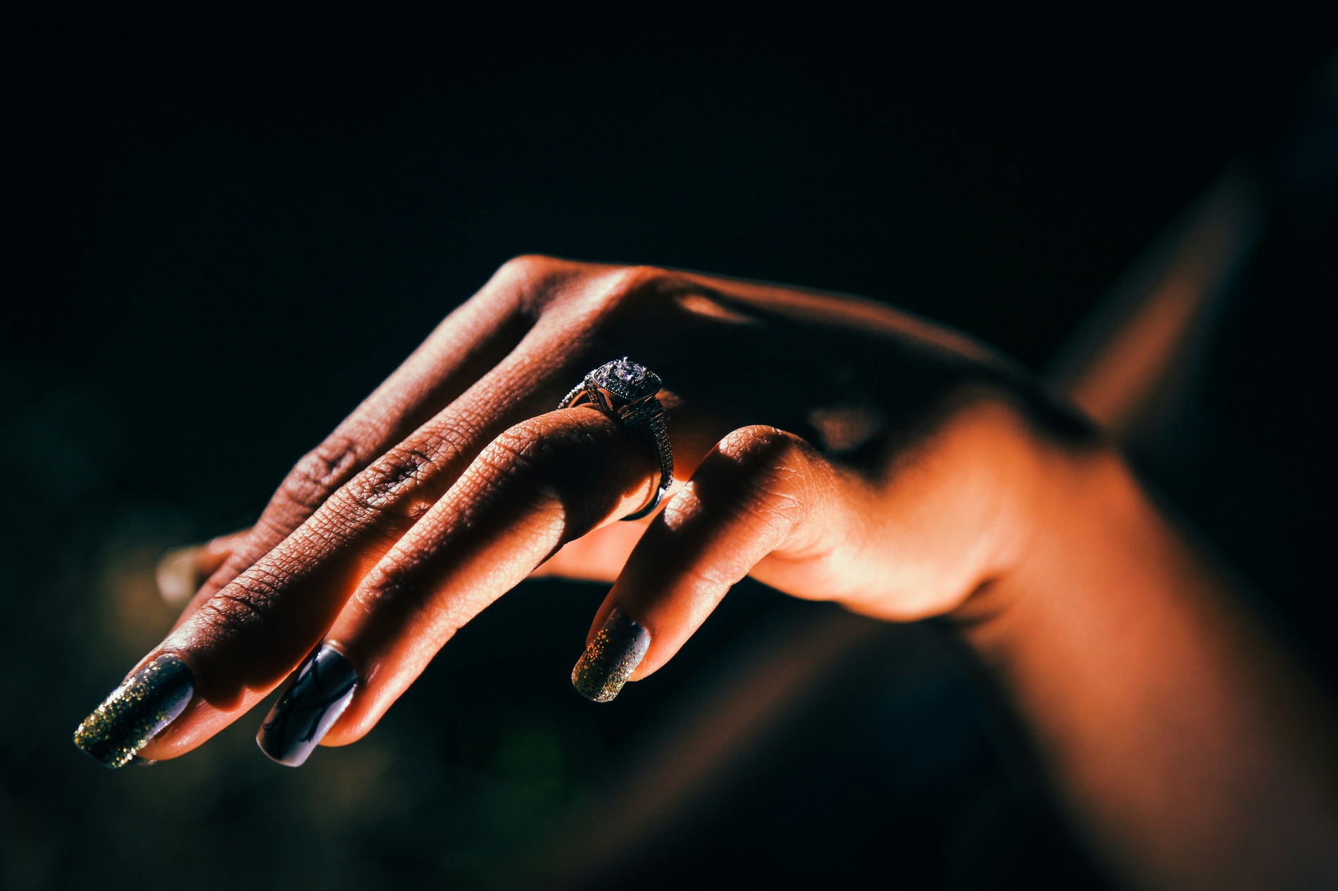 woman wearing an engagement ring